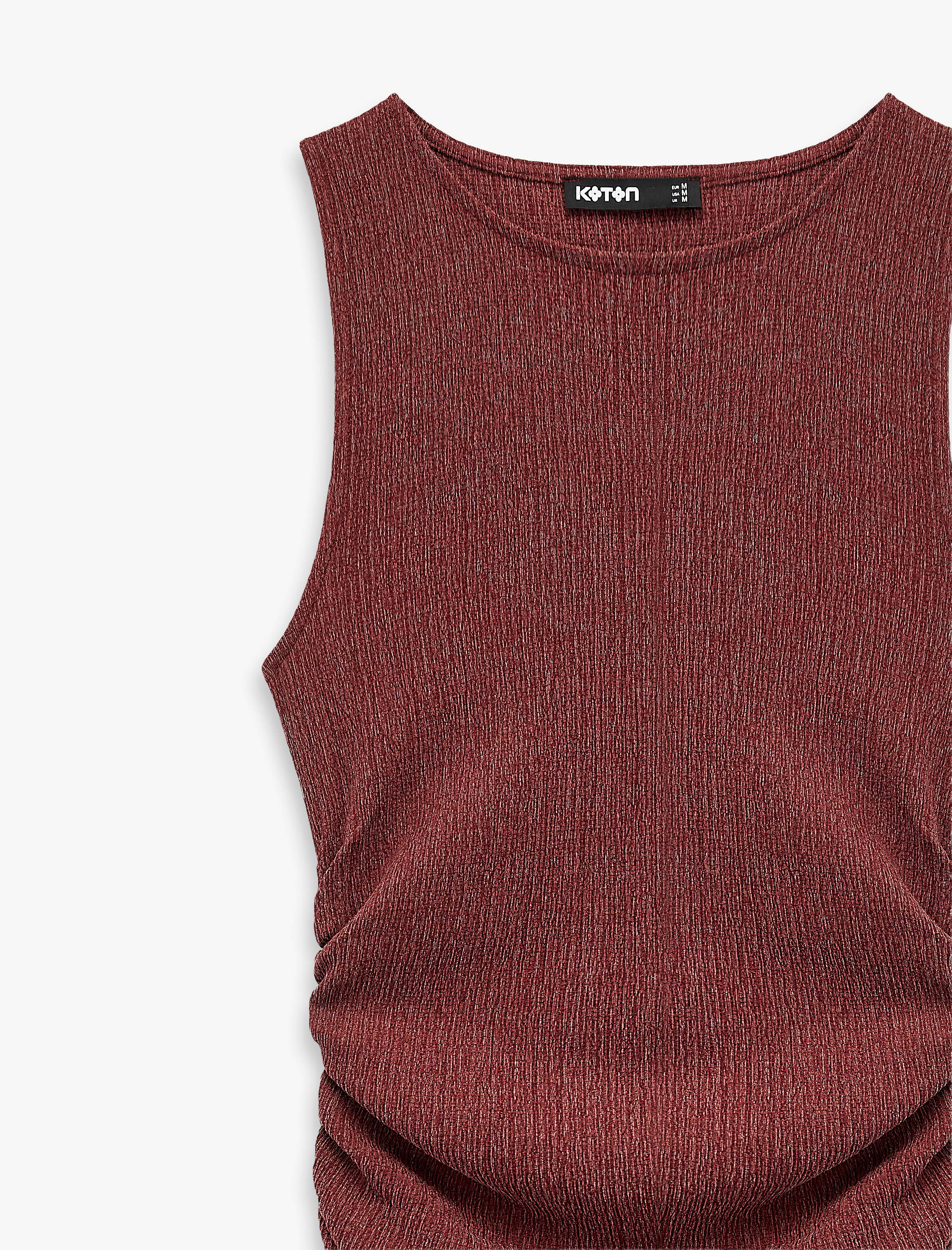   Bürümcük Kumaş Drape Detaylı Bisiklet Yaka Uzun Kalem Elbise