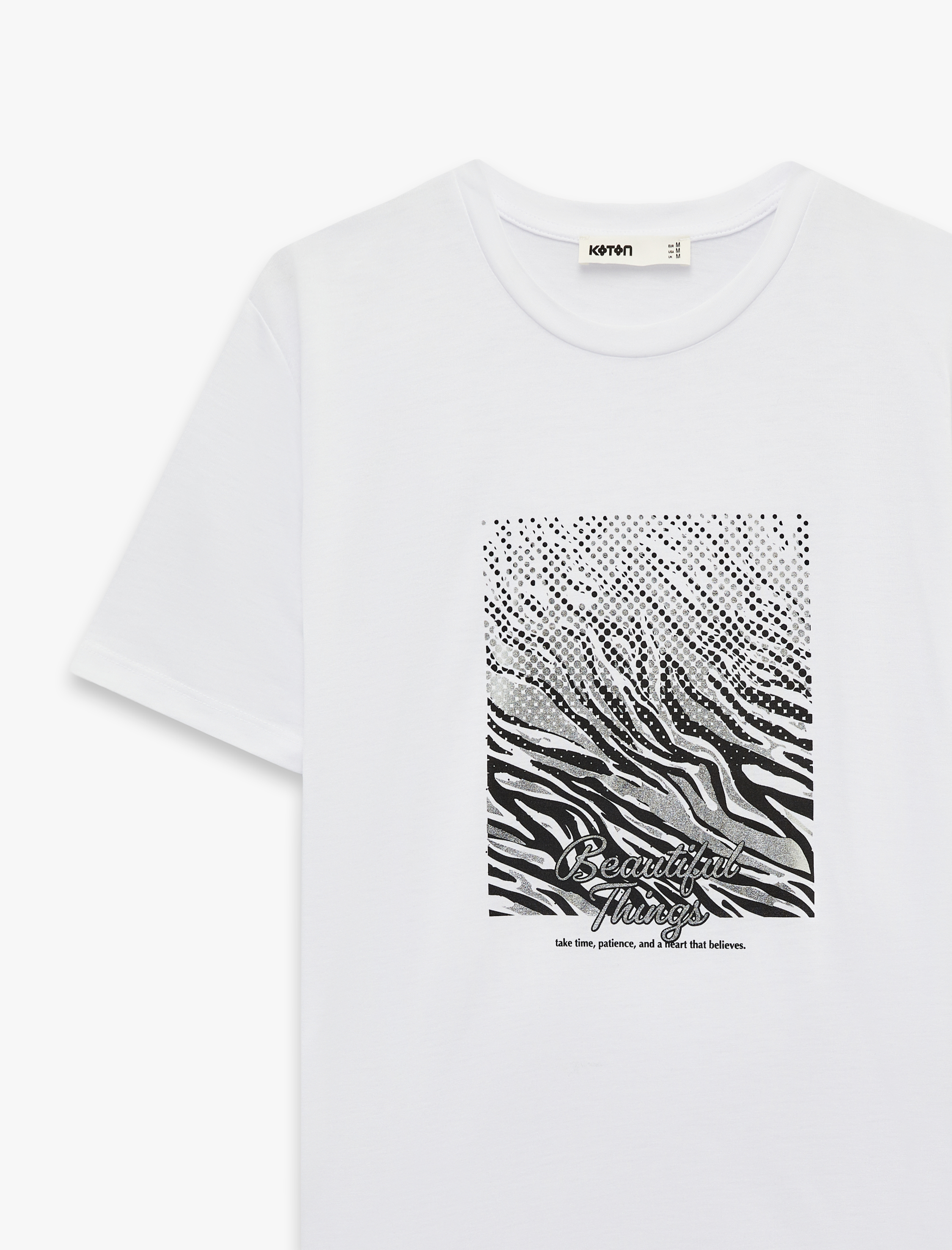   Regular Fit Kısa Kollu Bisiklet Yaka Baskılı Tişört