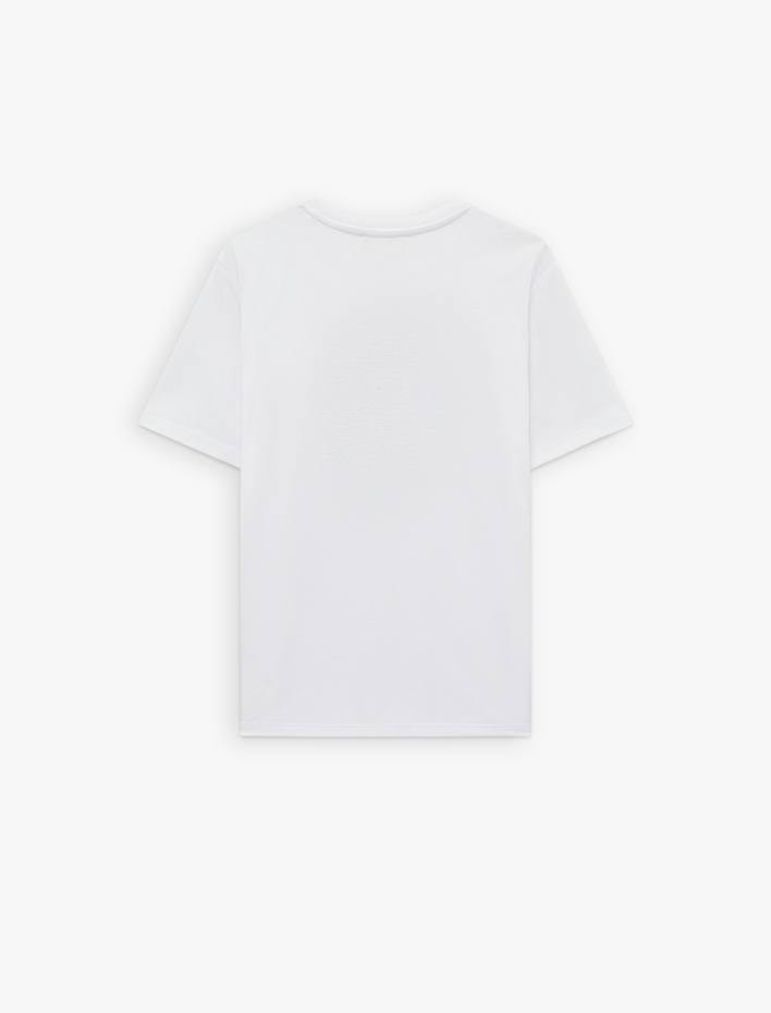  Kısa Kollu Bisiklet Yaka Baskılı Tişört