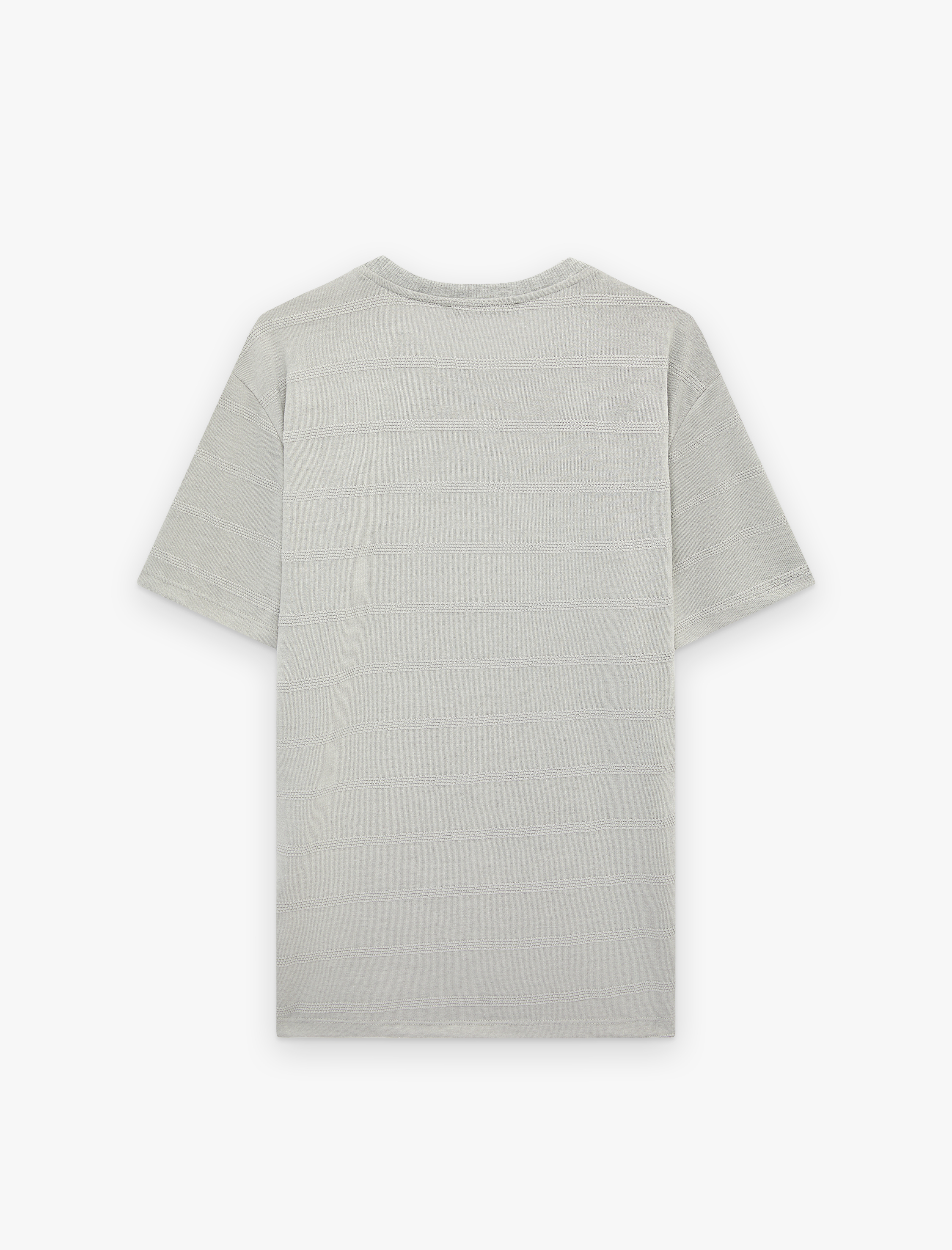   Regular Fit Kısa Kollu Viskon Karışımlı Dokulu Bisiklet Yaka Tişört