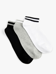 Çizgili Pamuklu 3'lü Patik Çorap Seti