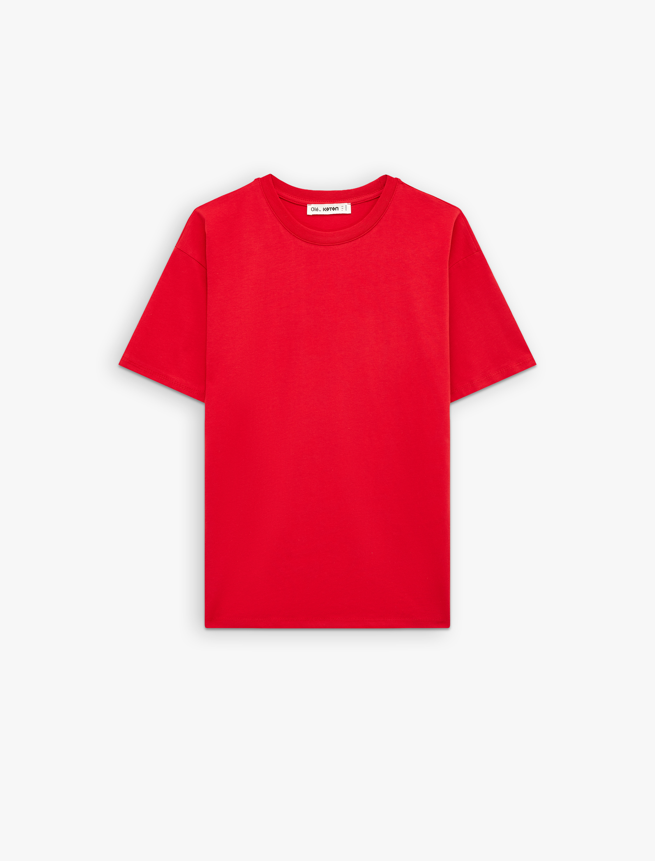   Rahat Kalıp Kısa Kollu Bisiklet Yaka Pamuklu Basic Tişört