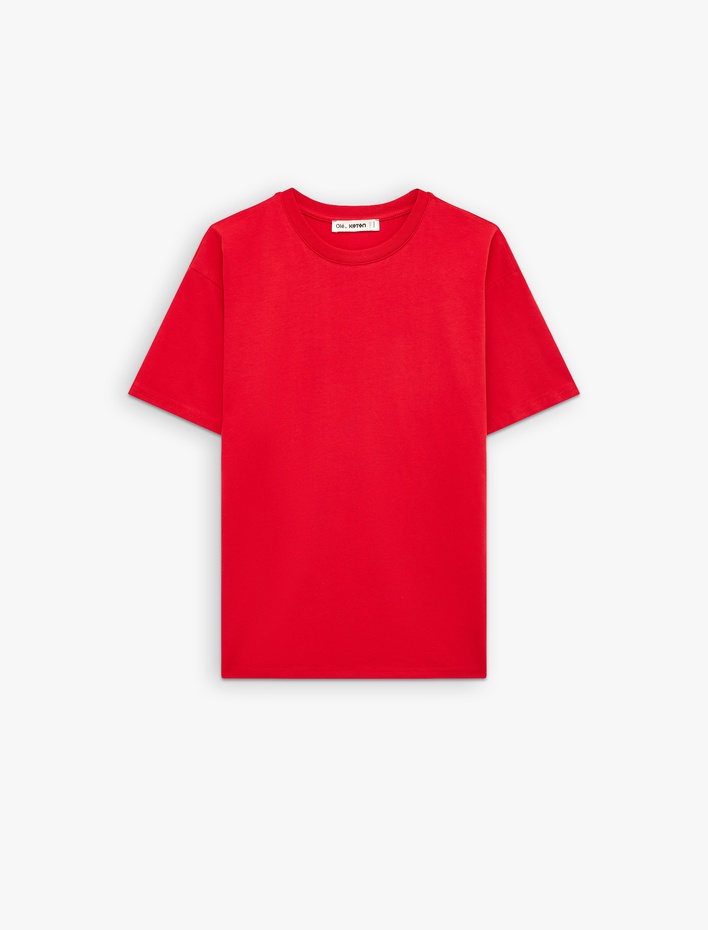  Rahat Kalıp Kısa Kollu Bisiklet Yaka Pamuklu Basic Tişört