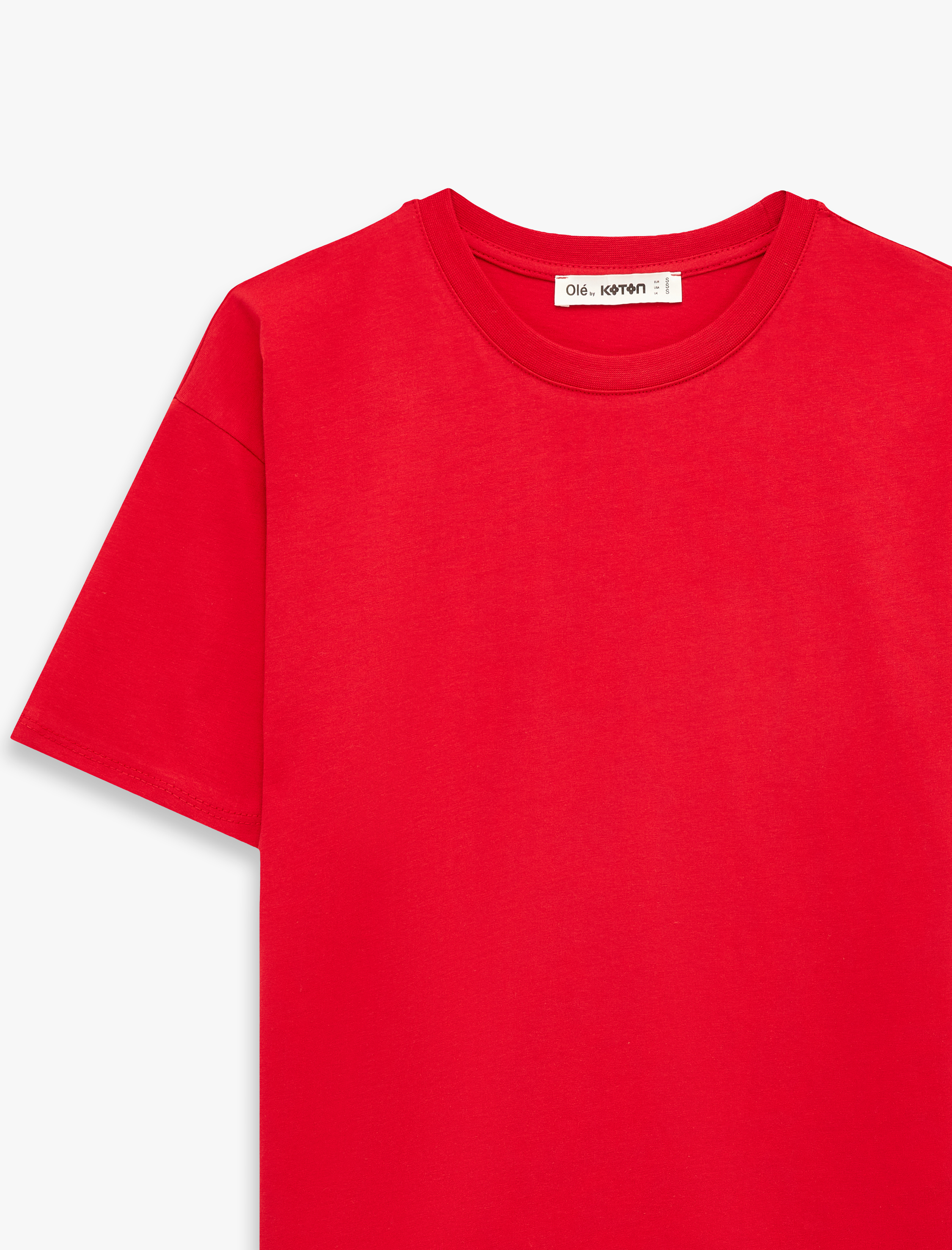   Rahat Kalıp Kısa Kollu Bisiklet Yaka Pamuklu Basic Tişört