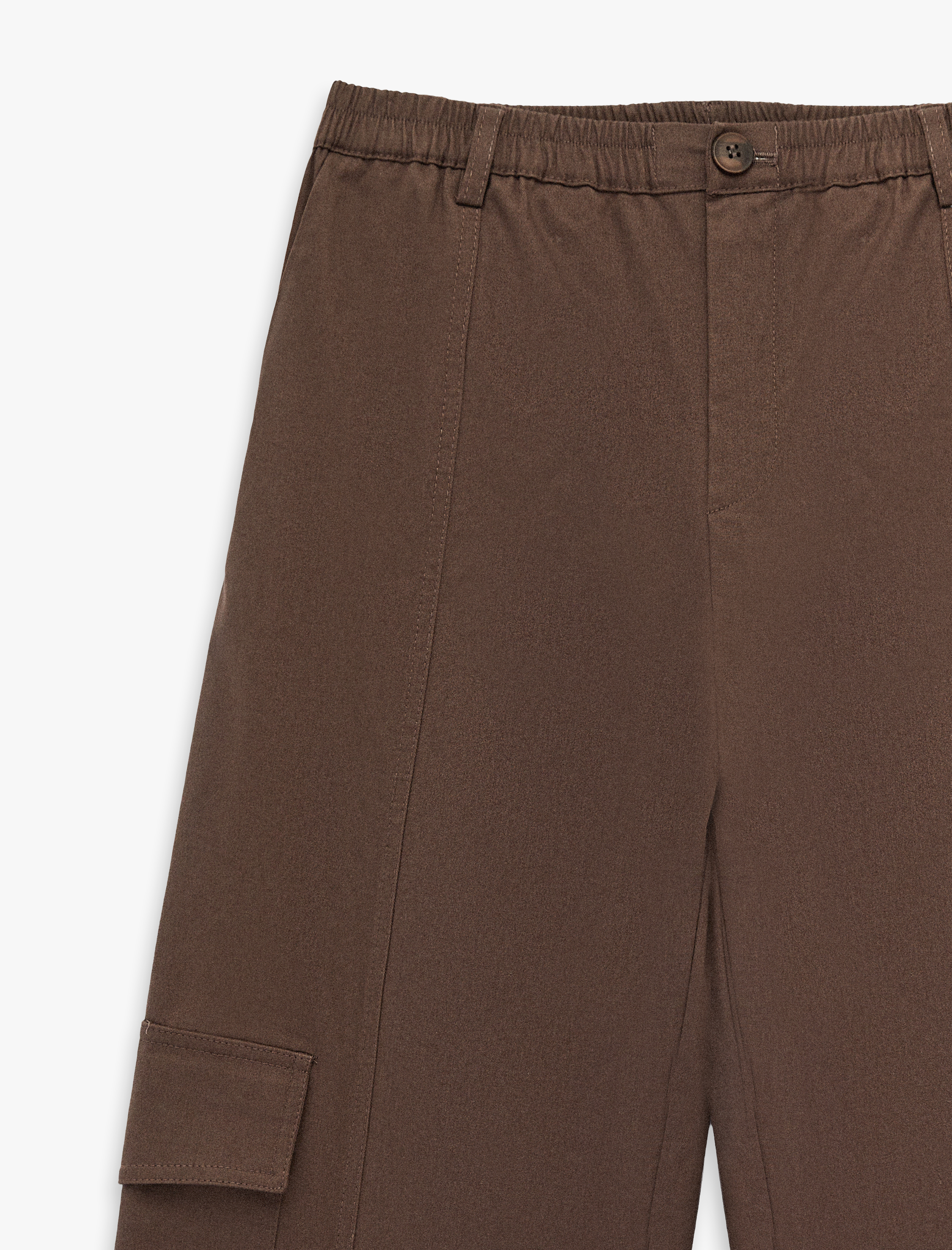   Pamuklu Gabardin Düğmeli Rahat Kalıp Kargo Cepli Pantolon