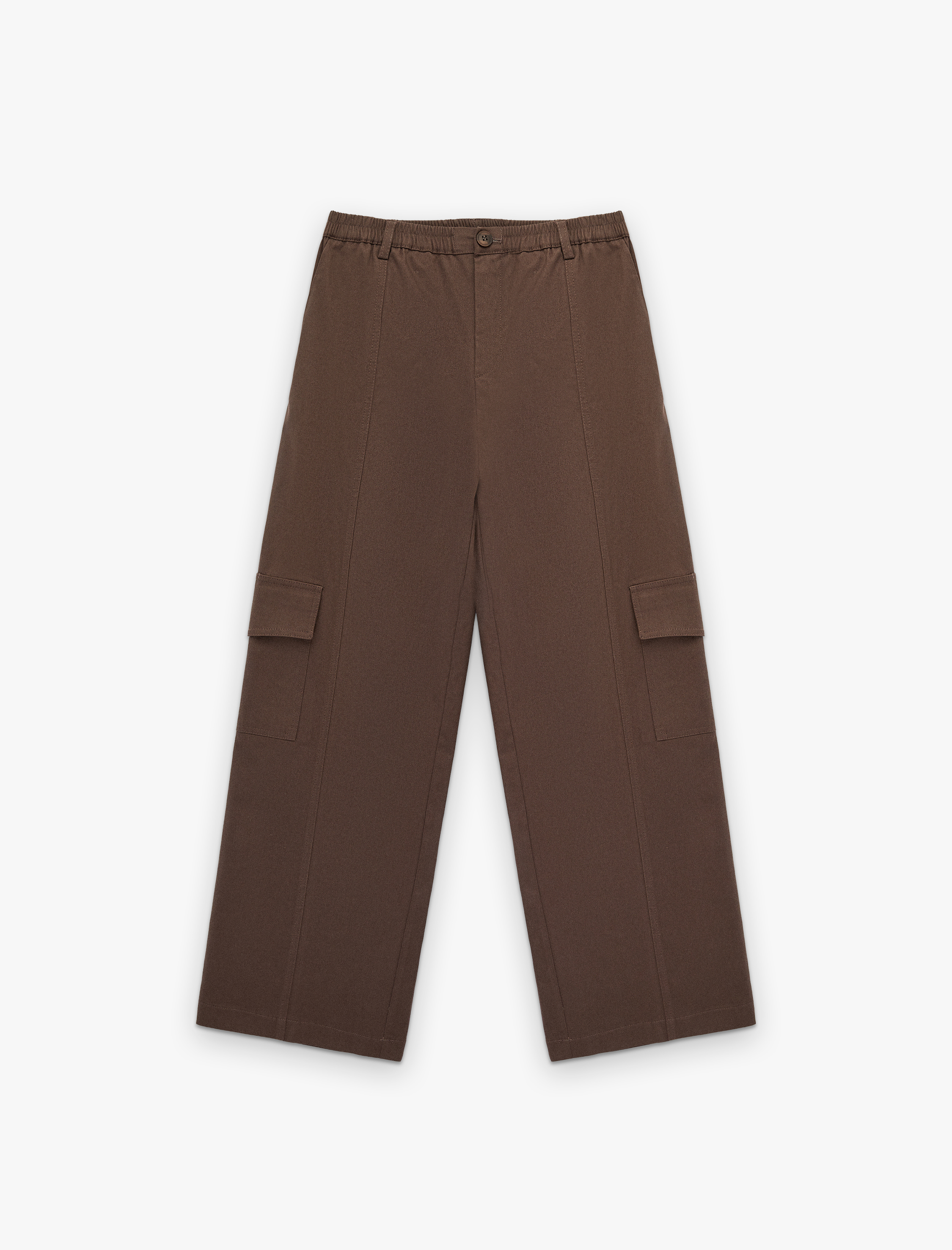   Pamuklu Gabardin Düğmeli Rahat Kalıp Kargo Cepli Pantolon