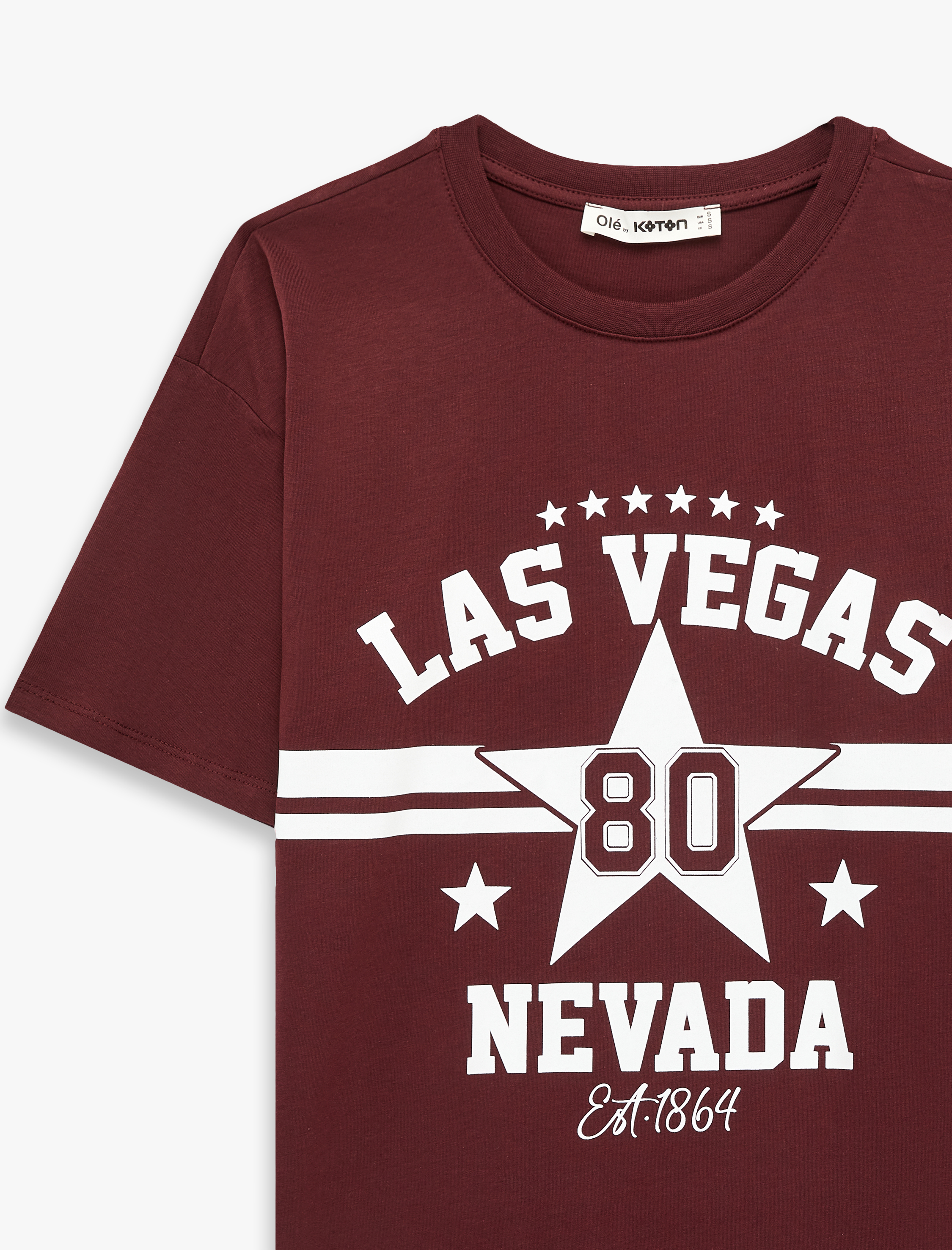   Rahat Kalıp Kısa Kollu Bisiklet Yaka Pamuklu Baskılı Tişört