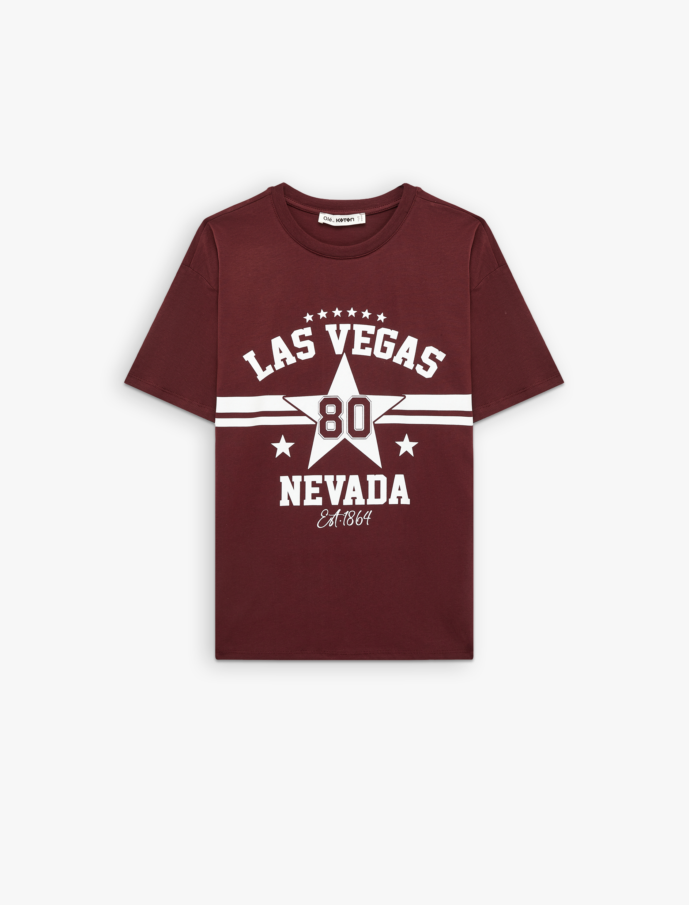   Rahat Kalıp Kısa Kollu Bisiklet Yaka Pamuklu Baskılı Tişört