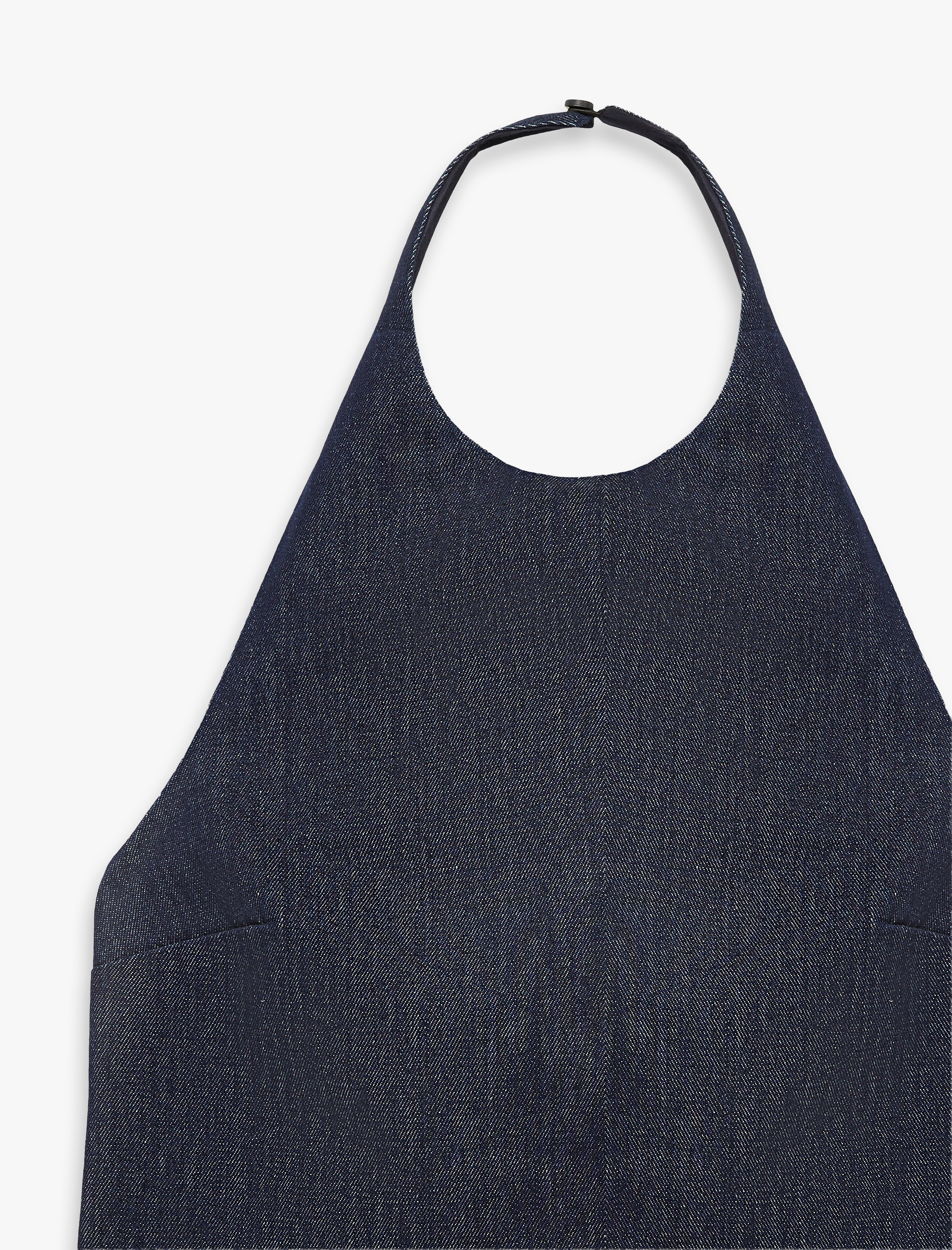   Kolsuz Pamuklu Denim Halter Yaka Bluz