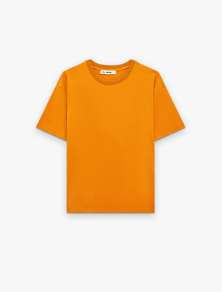  Rahat Kalıp Kısa Kollu Bisiklet Yaka Pamuklu Basic Tişört