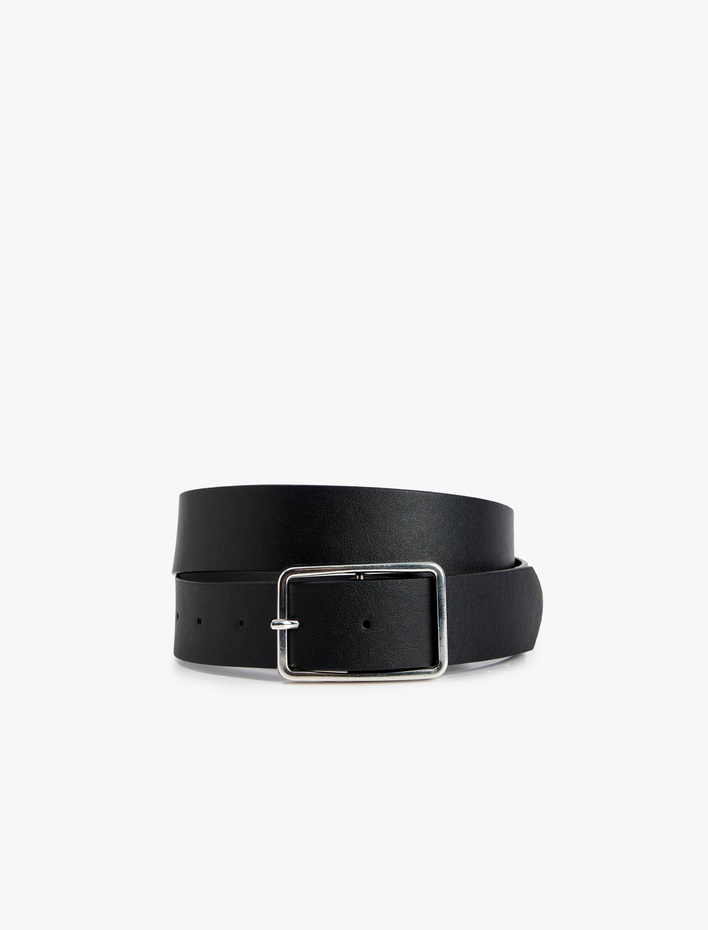 Kadın Metal Tokalı Deri Görünümlü Kemer