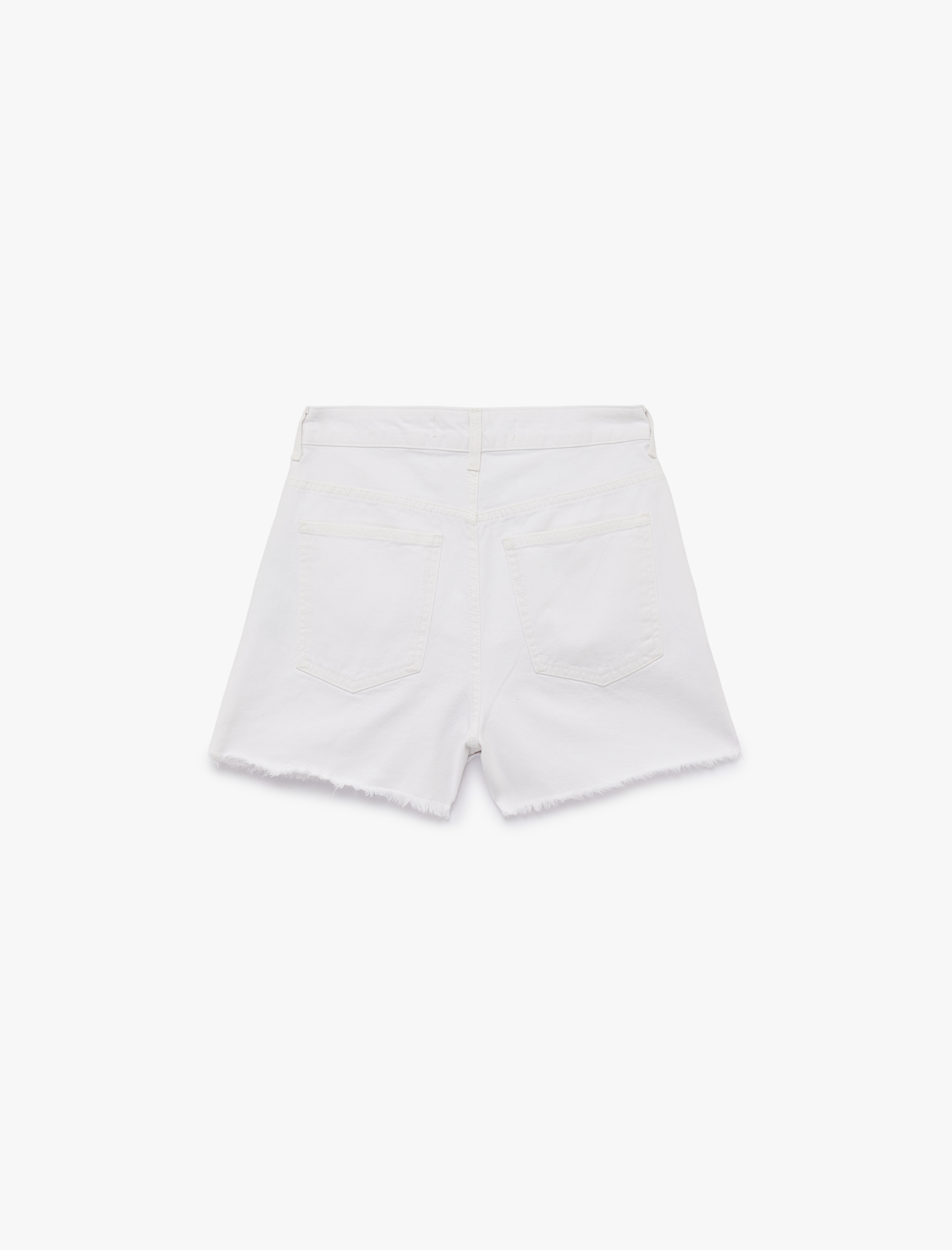   Asimetrik Kesim Düğmeli Rahat Kalıp Pamuklu Denim Mini Şort Etek