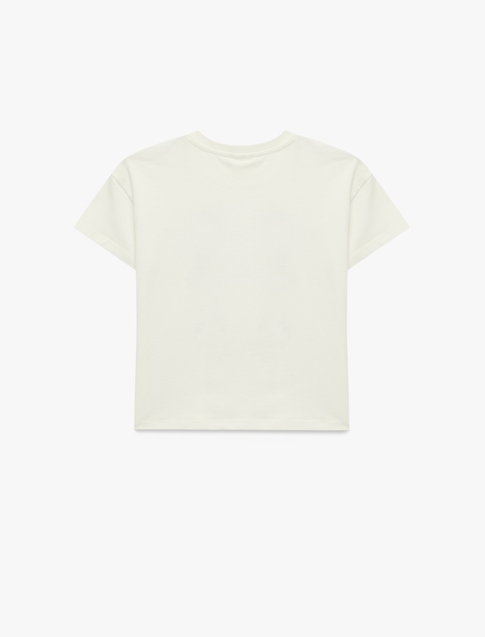 Kız Bebek Balerin Baskılı Kısa Kollu Bisiklet Yaka Pamuklu Tişört