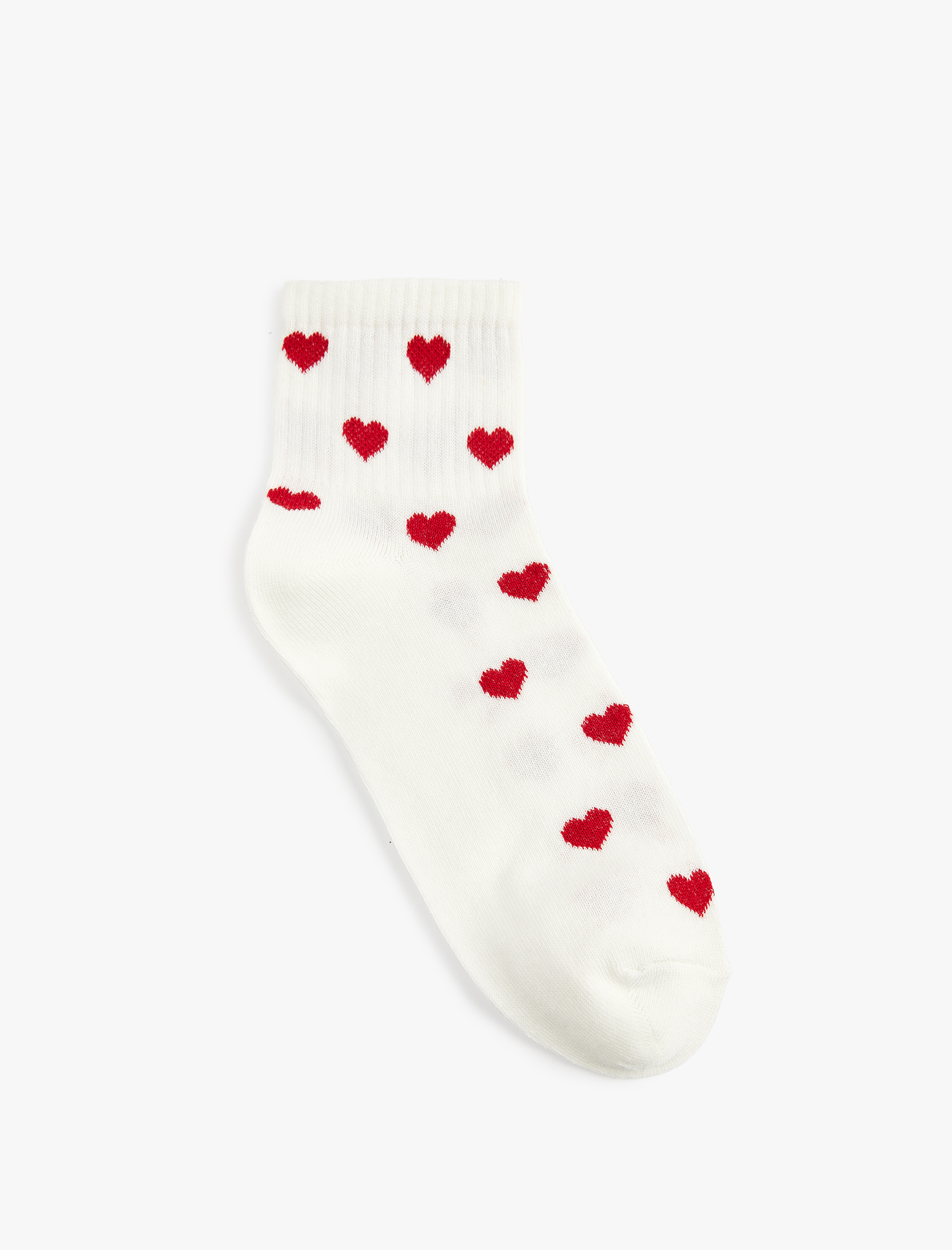  Kadın Kalp Desenli Pamuklu 2'li Soket Çorap Seti