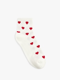 Kalp Desenli Pamuklu 2'li Soket Çorap Seti