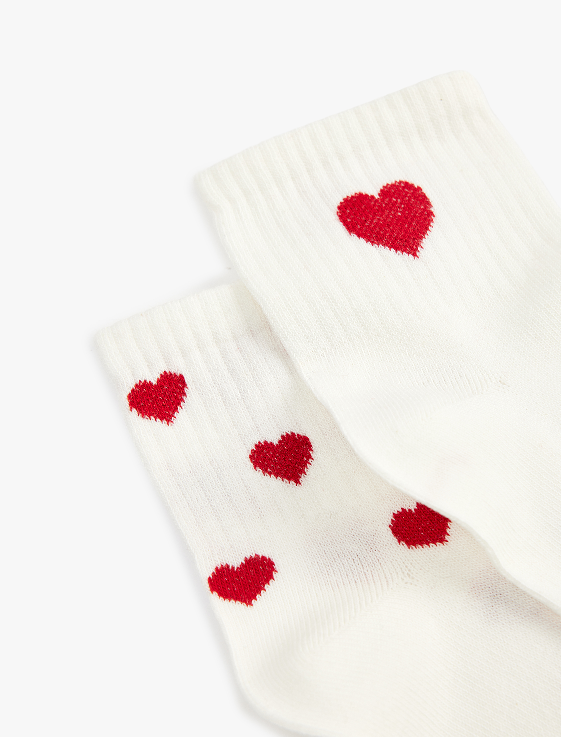  Kadın Kalp Desenli Pamuklu 2'li Soket Çorap Seti