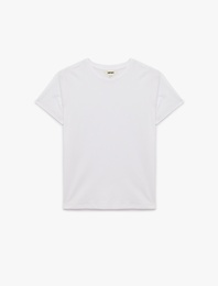 Regular Fit Pamuklu Kısa Kollu Bisiklet Yaka Basic Tişört