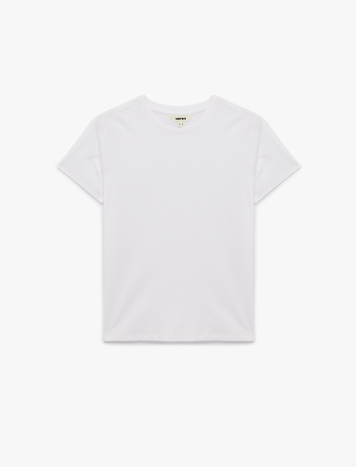  Regular Fit Pamuklu Kısa Kollu Bisiklet Yaka Basic Tişört