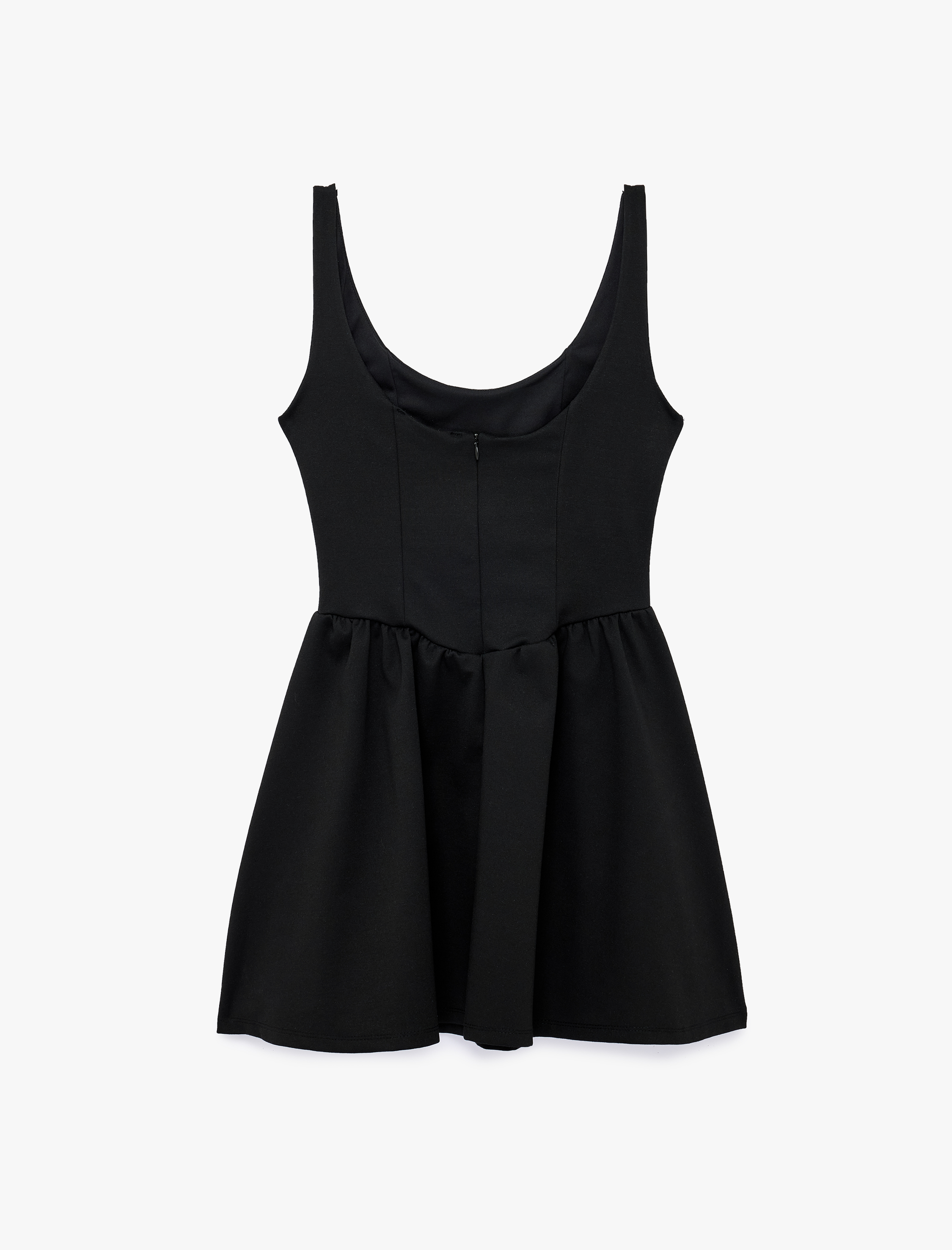   Kolsuz U Yaka Rahat Kalıp Mini Kloş Elbise