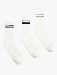 3'lü Çizgili Soket Tenis Çorabı Seti