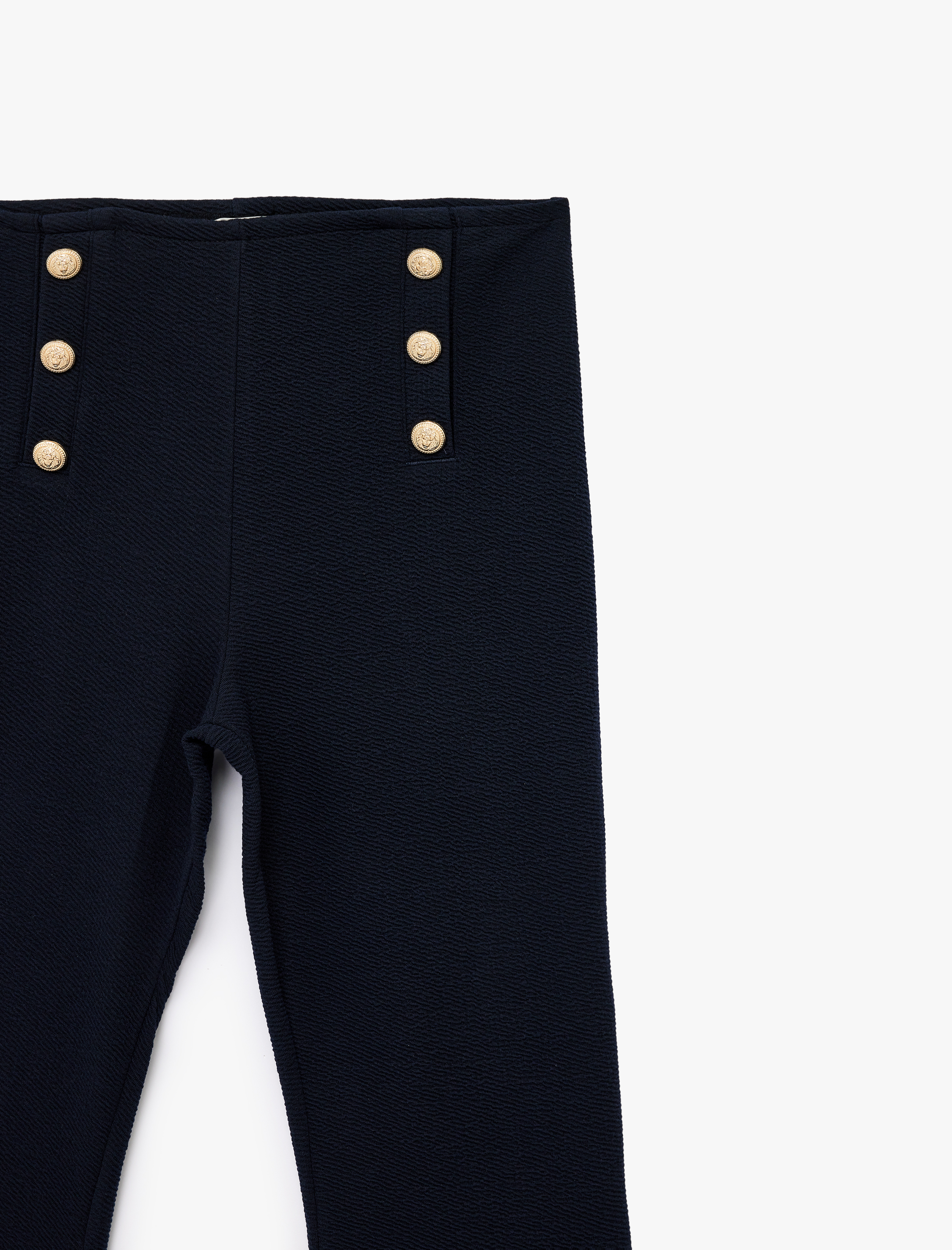   Aksesuar Düğme Detaylı İspanyol Paça Tayt