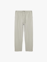 Viskon Cep Detaylı Duble Paça Beli Bağcıklı Pantolon