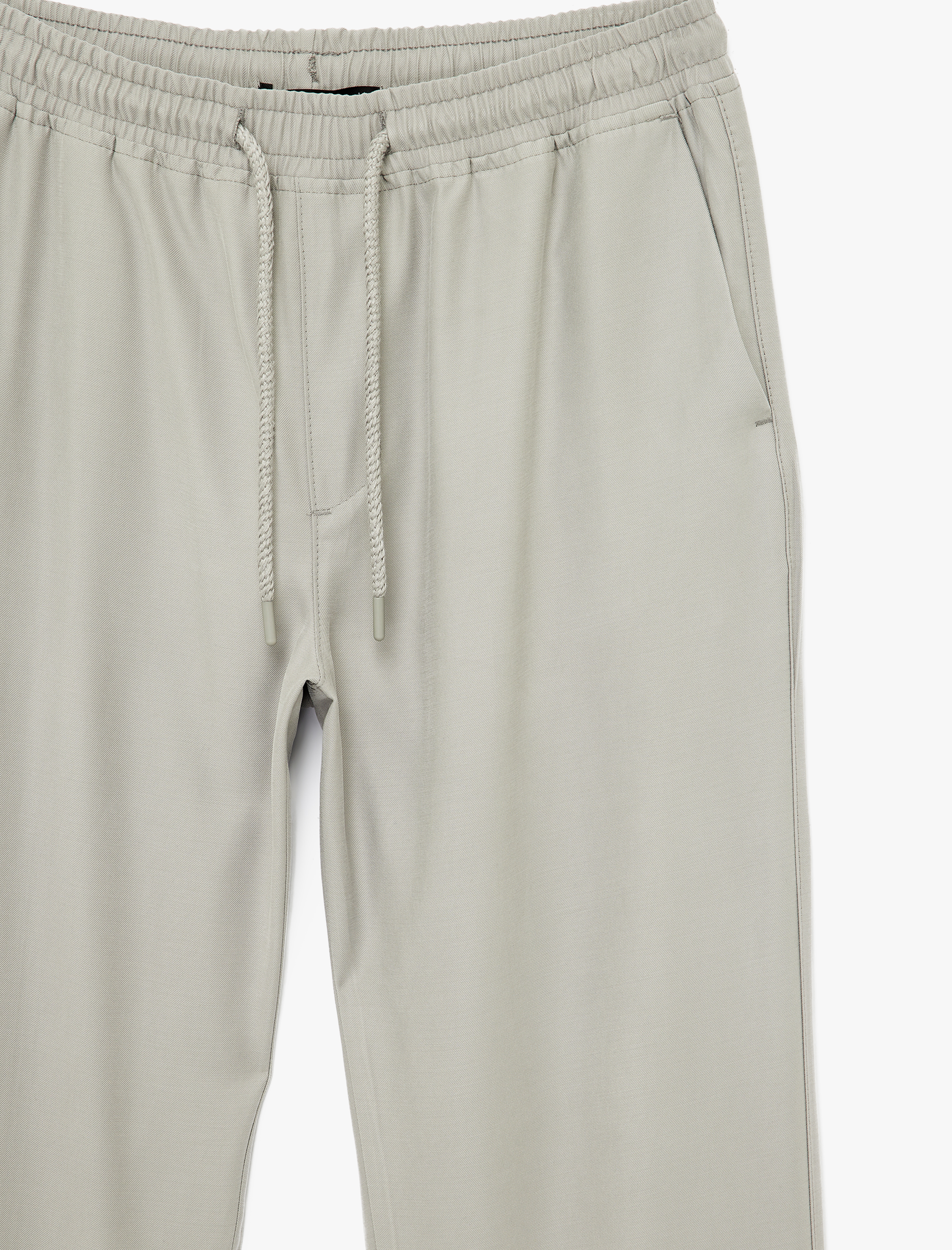   Viskon Cep Detaylı Duble Paça Beli Bağcıklı Pantolon