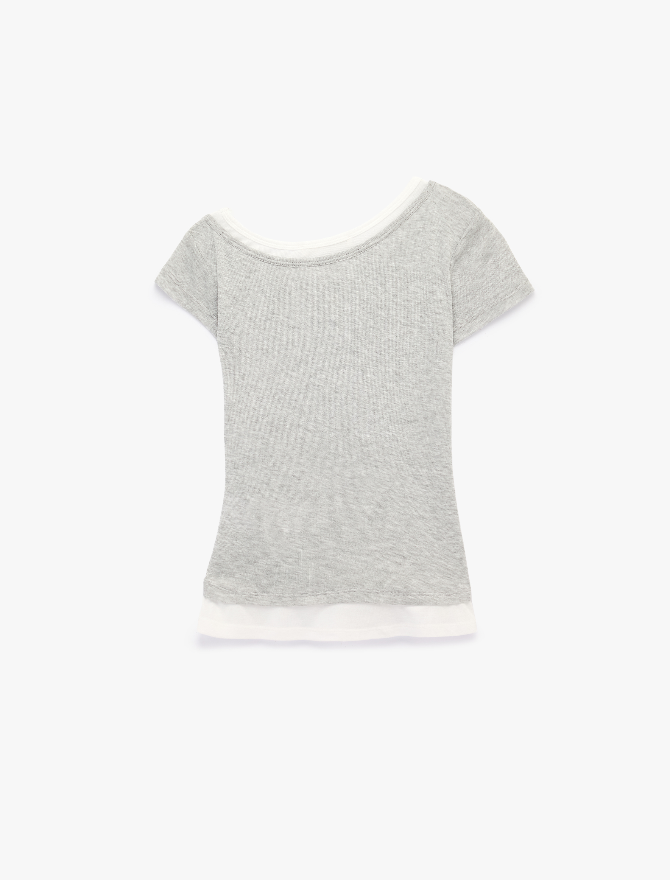   Slim Fit Kontrast Detaylı Kısa Kollu Kayık Yaka Tişört