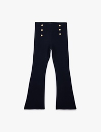 Aksesuar Düğme Detaylı İspanyol Paça Tayt