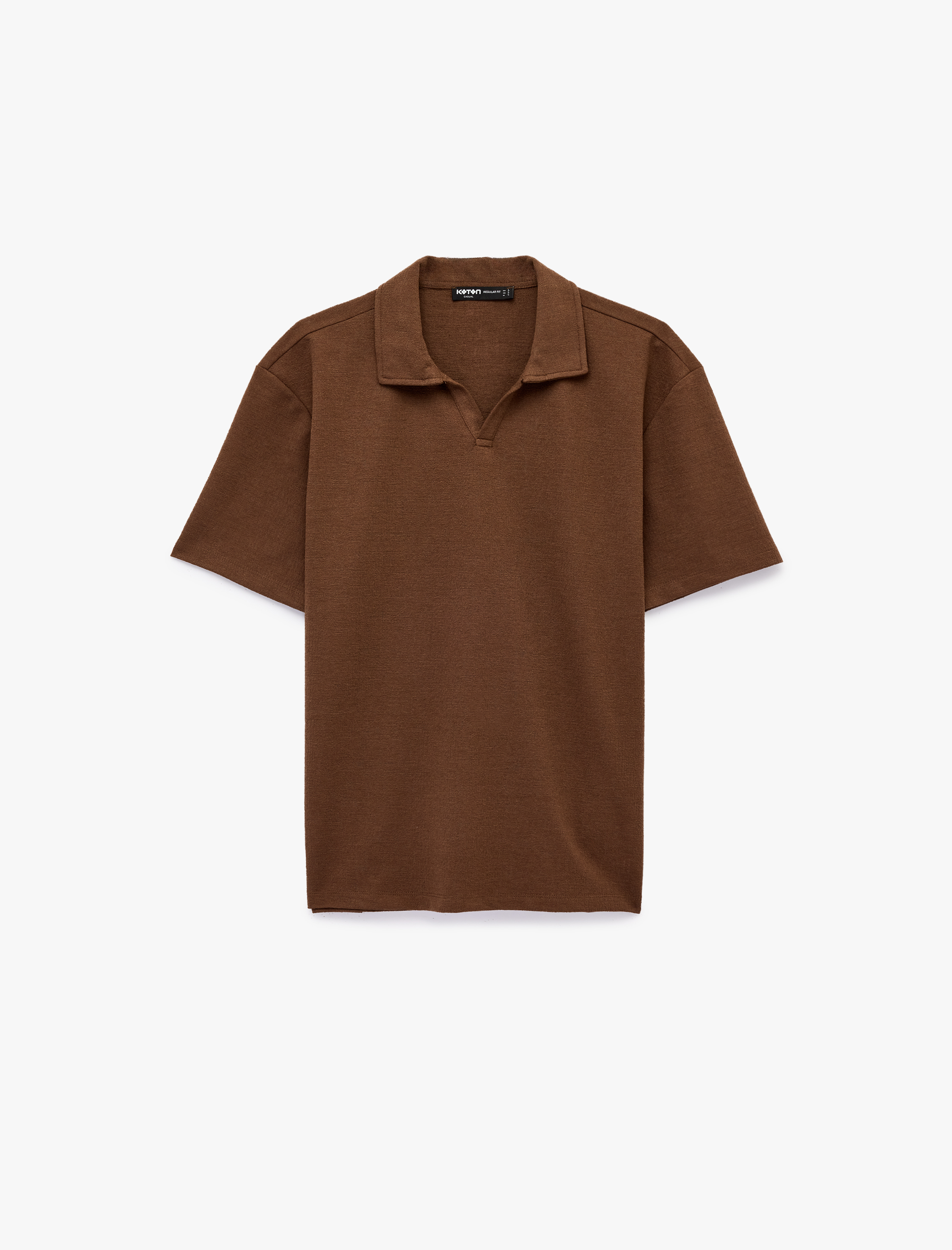   Regular Fit Kısa Kollu Dokulu Polo Yaka Tişört