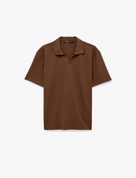 Regular Fit Kısa Kollu Dokulu Polo Yaka Tişört