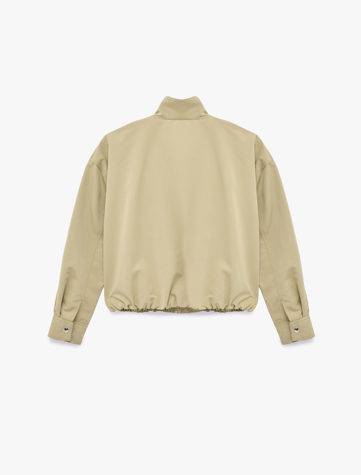  Regular Fit Uzun Kollu Klasik Yaka Crop Ceket