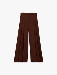 Modal Kumaş Pile Detaylı Geniş Paça Etek Pantolon