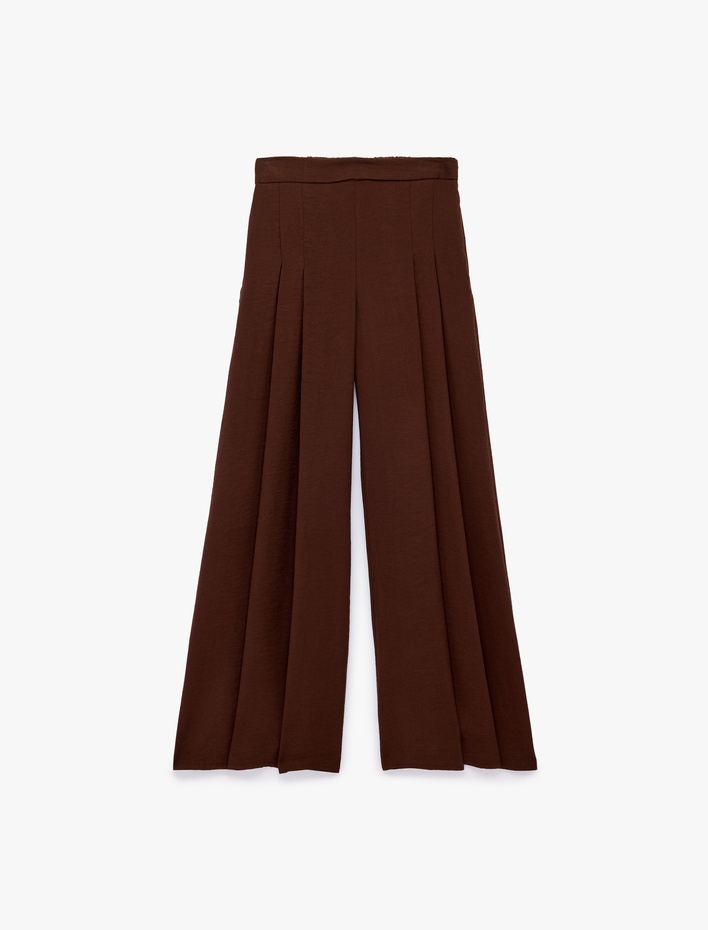  Modal Kumaş Pile Detaylı Geniş Paça Etek Pantolon