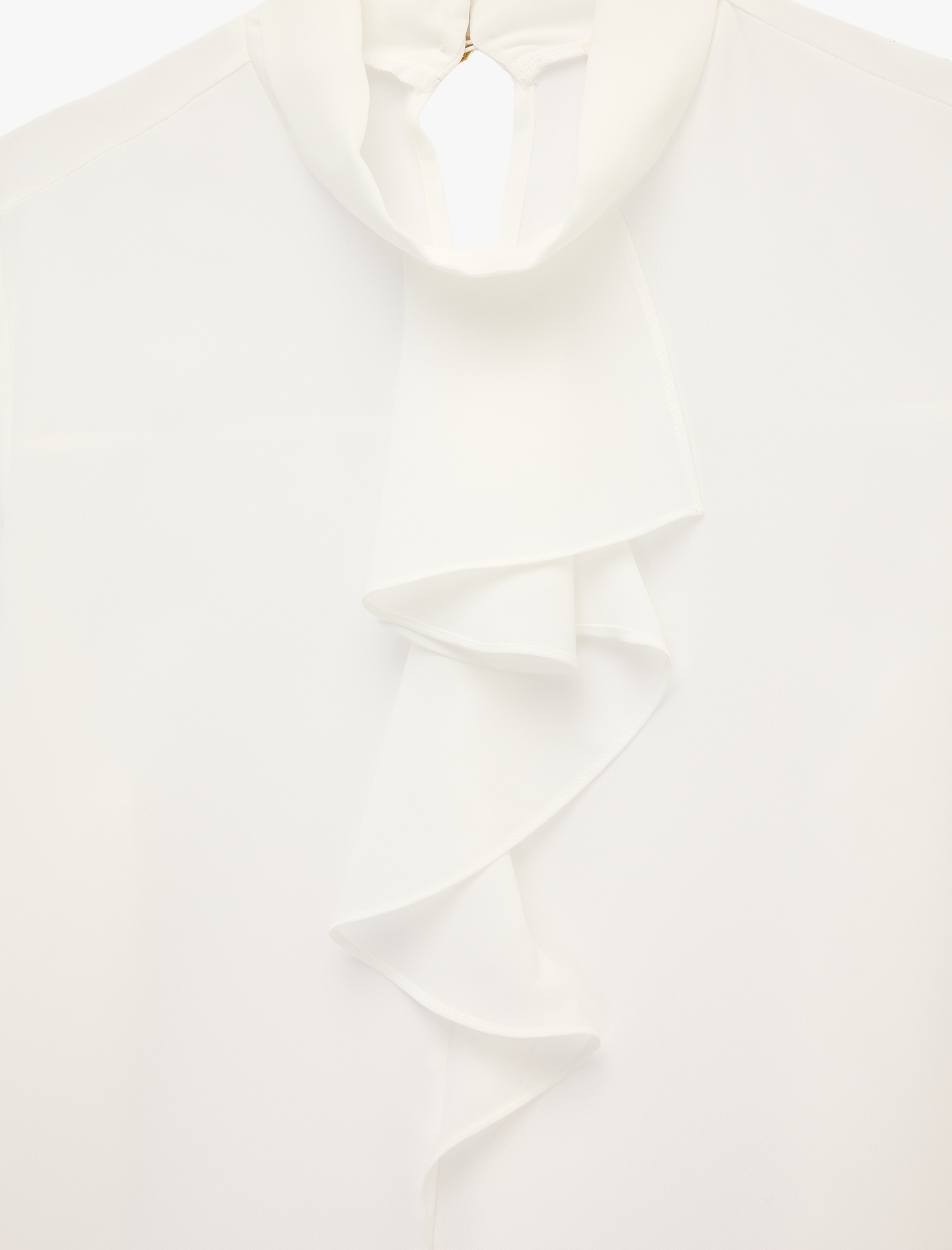   Fırfırlı Yaka Arkası Düğmeli Uzun Kollu Bluz