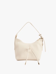 Suni Deri Askılı Fermuarlı Bağcık Detaylı Omuz Çantası