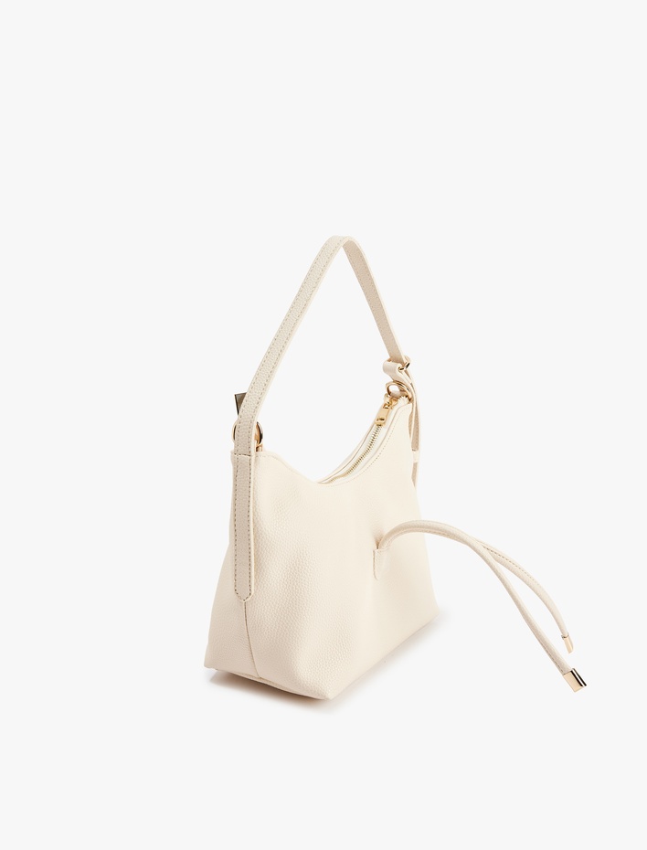 Kadın Suni Deri Askılı Fermuarlı Bağcık Detaylı Omuz Çantası