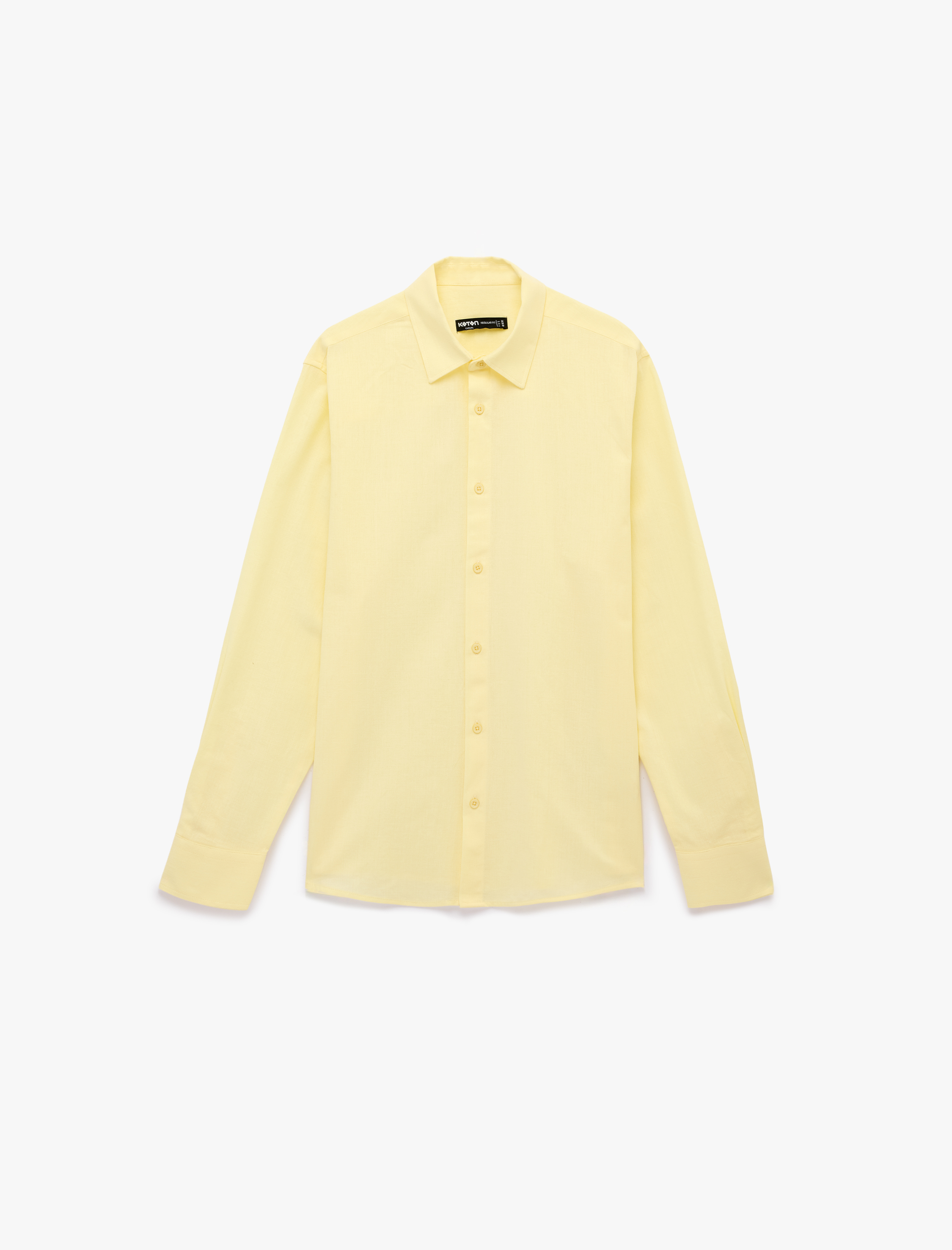   Regular Fit Uzun Kollu Klasik Yaka Düğmeli Pamuklu Gömlek