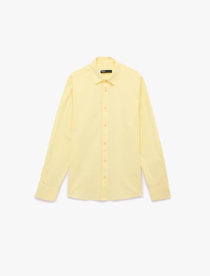  Regular Fit Uzun Kollu Klasik Yaka Düğmeli Pamuklu Gömlek