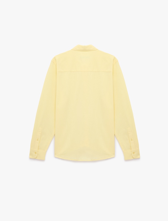  Regular Fit Uzun Kollu Klasik Yaka Düğmeli Pamuklu Gömlek