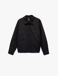 Regular Fit Pamuklu Uzun Kollu Gömlek Yaka Fermuarlı Ceket