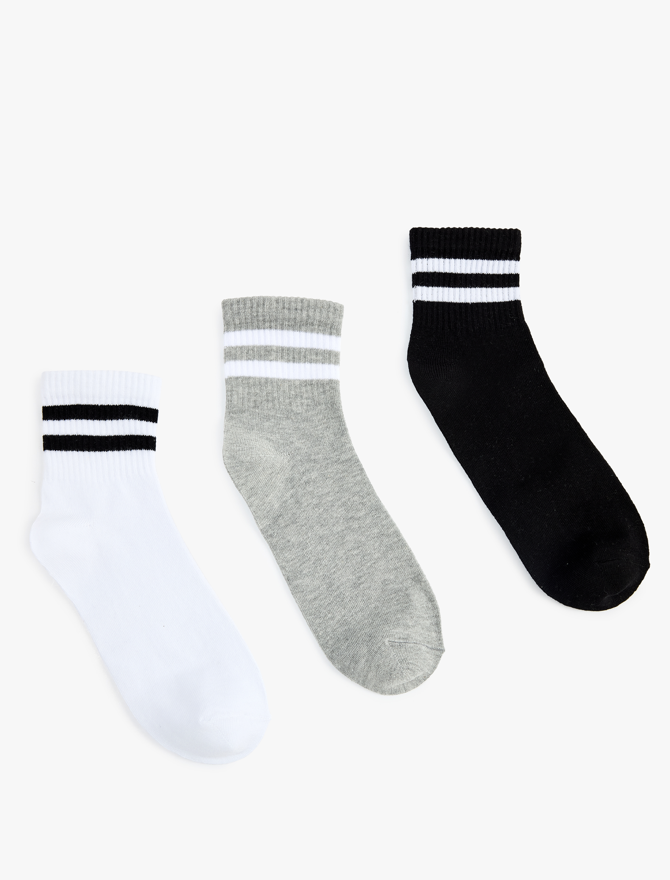  Erkek Çizgili 3'lü Patik Tenis Çorabı Seti