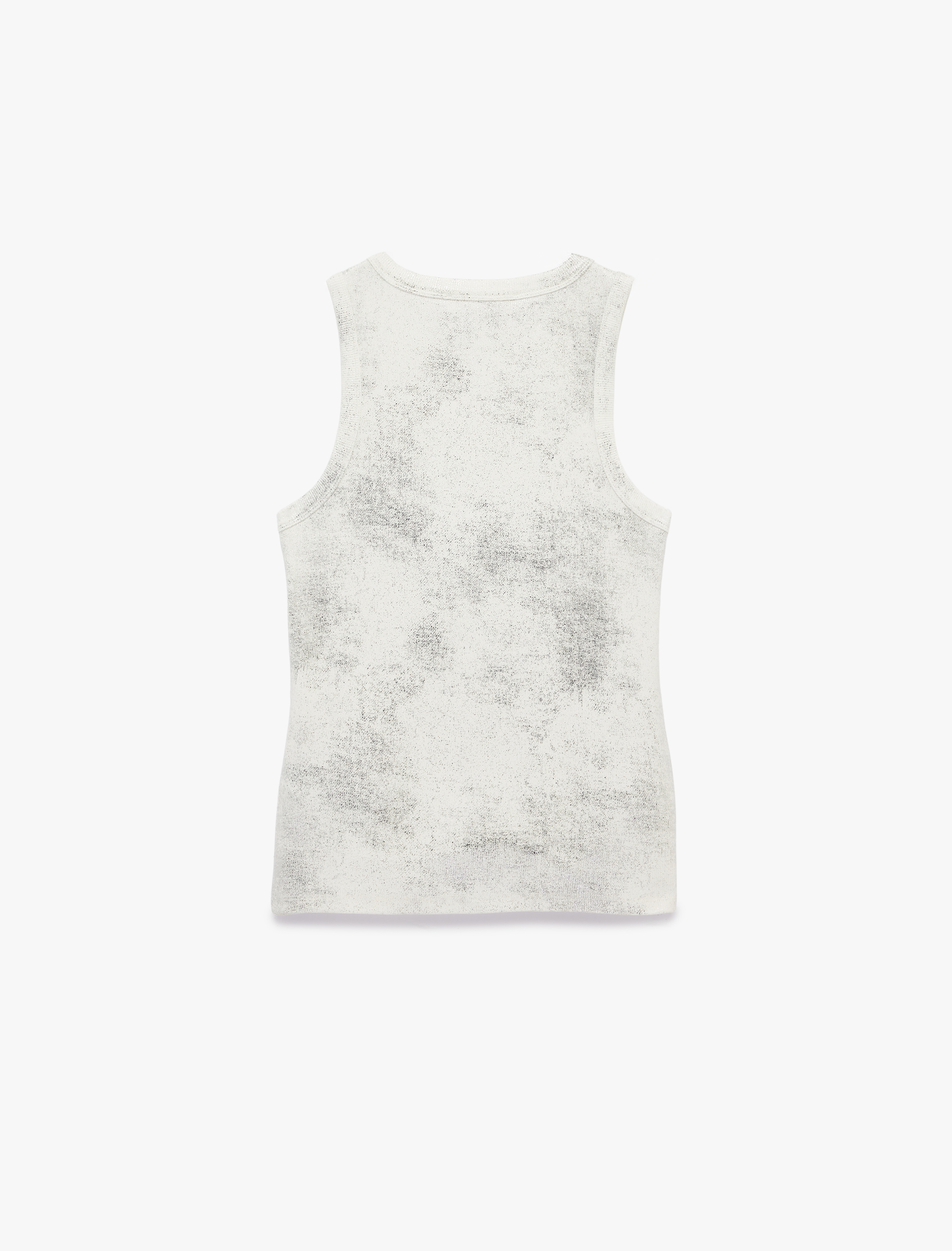   Simli Soyut Baskılı Bisiklet Yaka Slim Fit Kolsuz Bluz