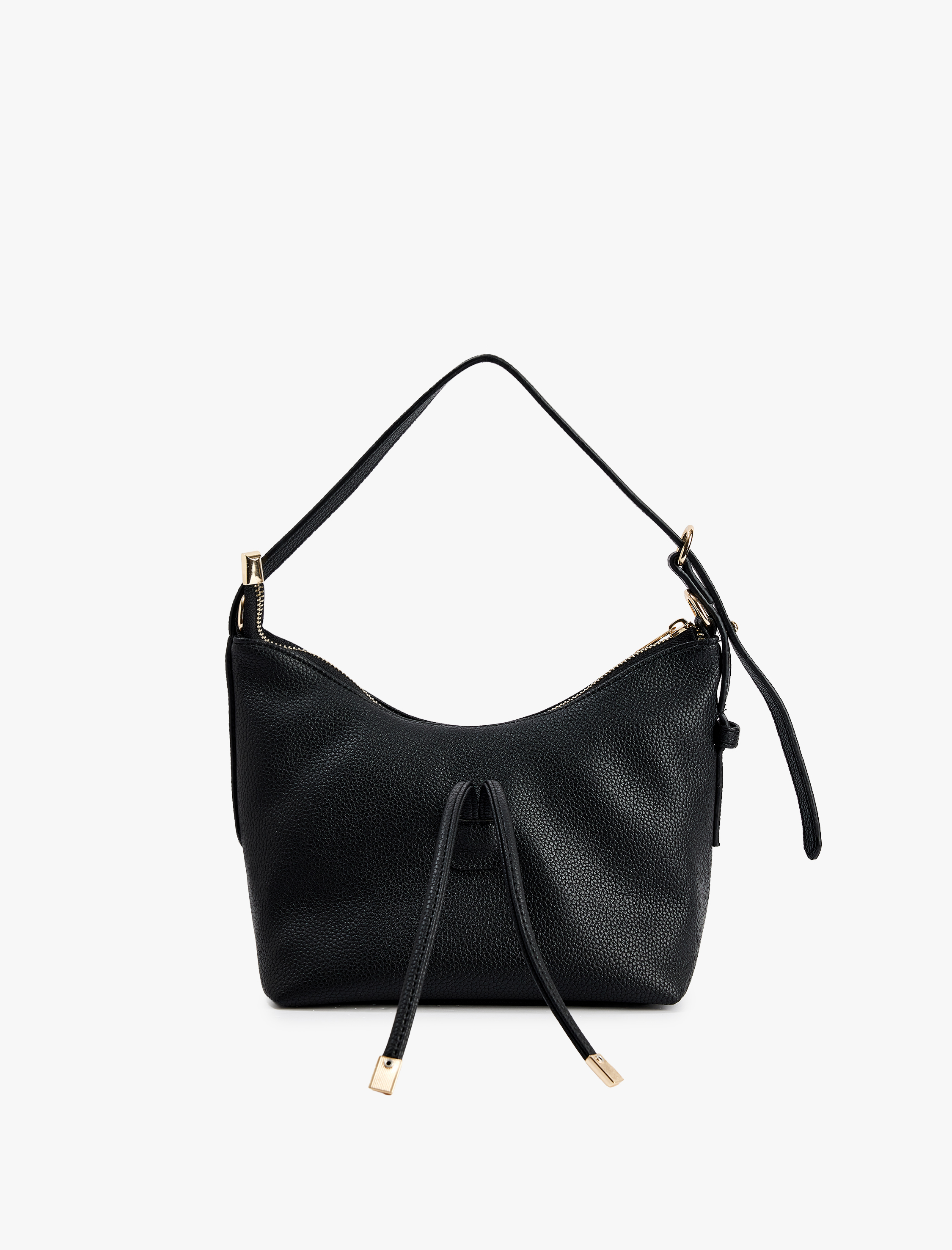  Kadın Suni Deri Askılı Fermuarlı Bağcık Detaylı Omuz Çantası