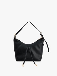 Suni Deri Askılı Fermuarlı Bağcık Detaylı Omuz Çantası