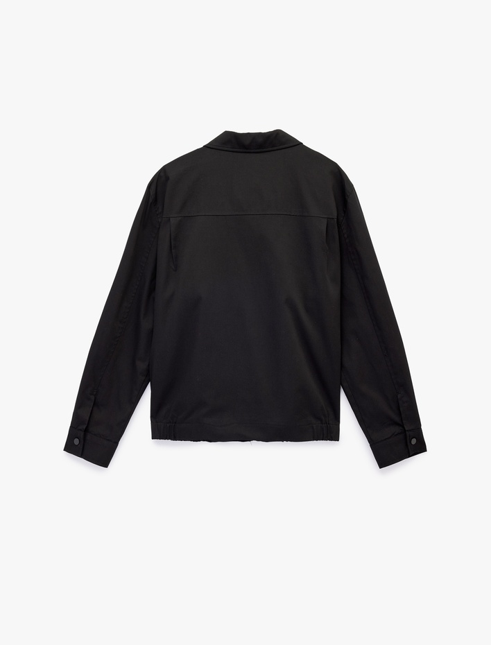  Regular Fit Pamuklu Uzun Kollu Gömlek Yaka Fermuarlı Ceket