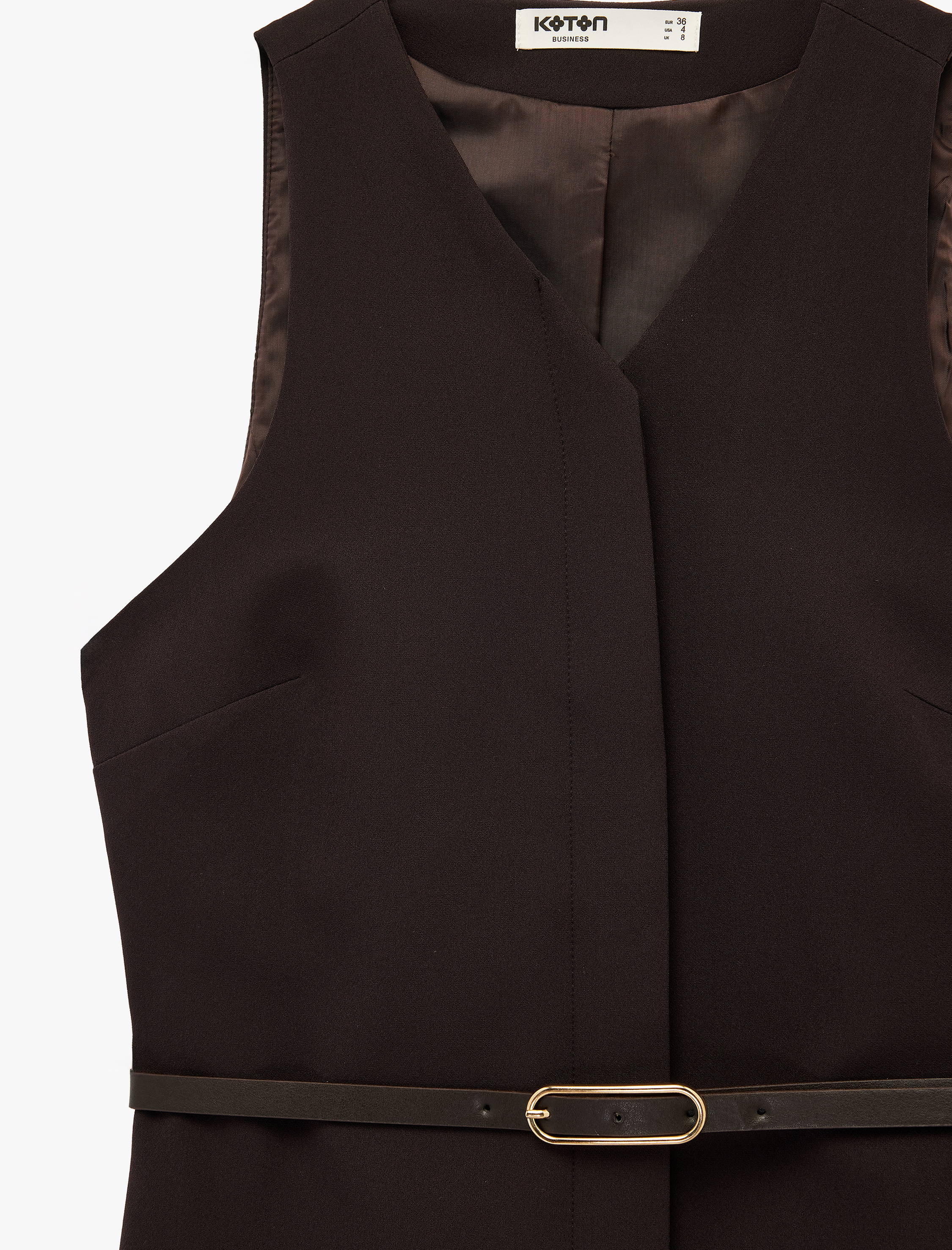   Kolsuz V Yaka Kemer Detaylı Mini Elbise