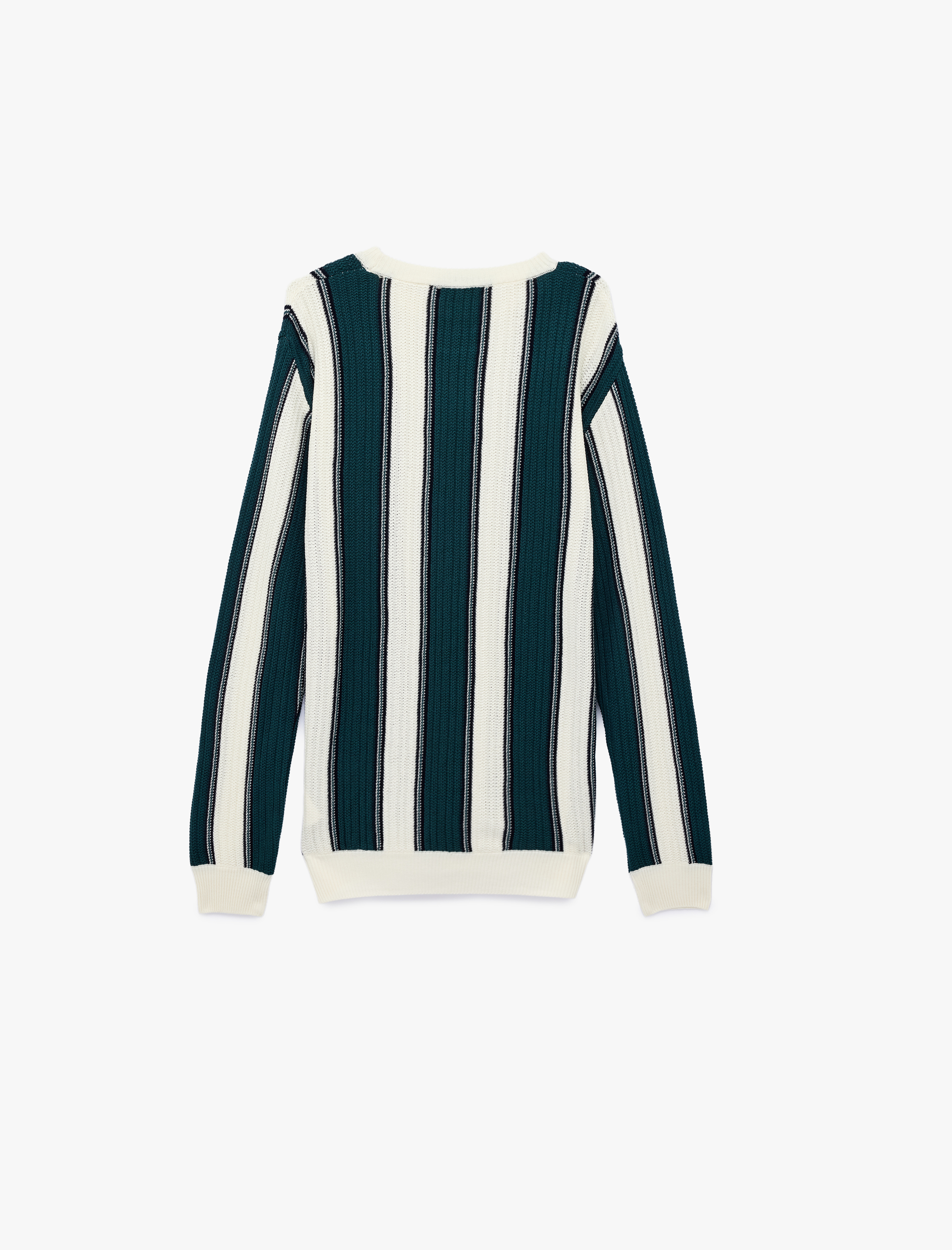   Uzun Kollu Bisiklet Yaka Çizgili Triko Kazak