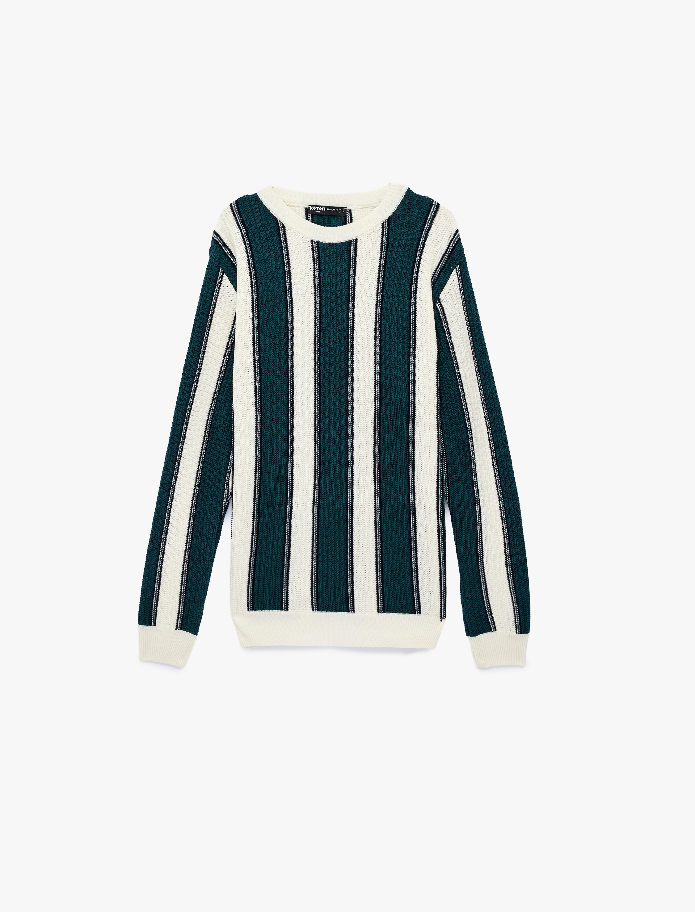   Uzun Kollu Bisiklet Yaka Çizgili Triko Kazak