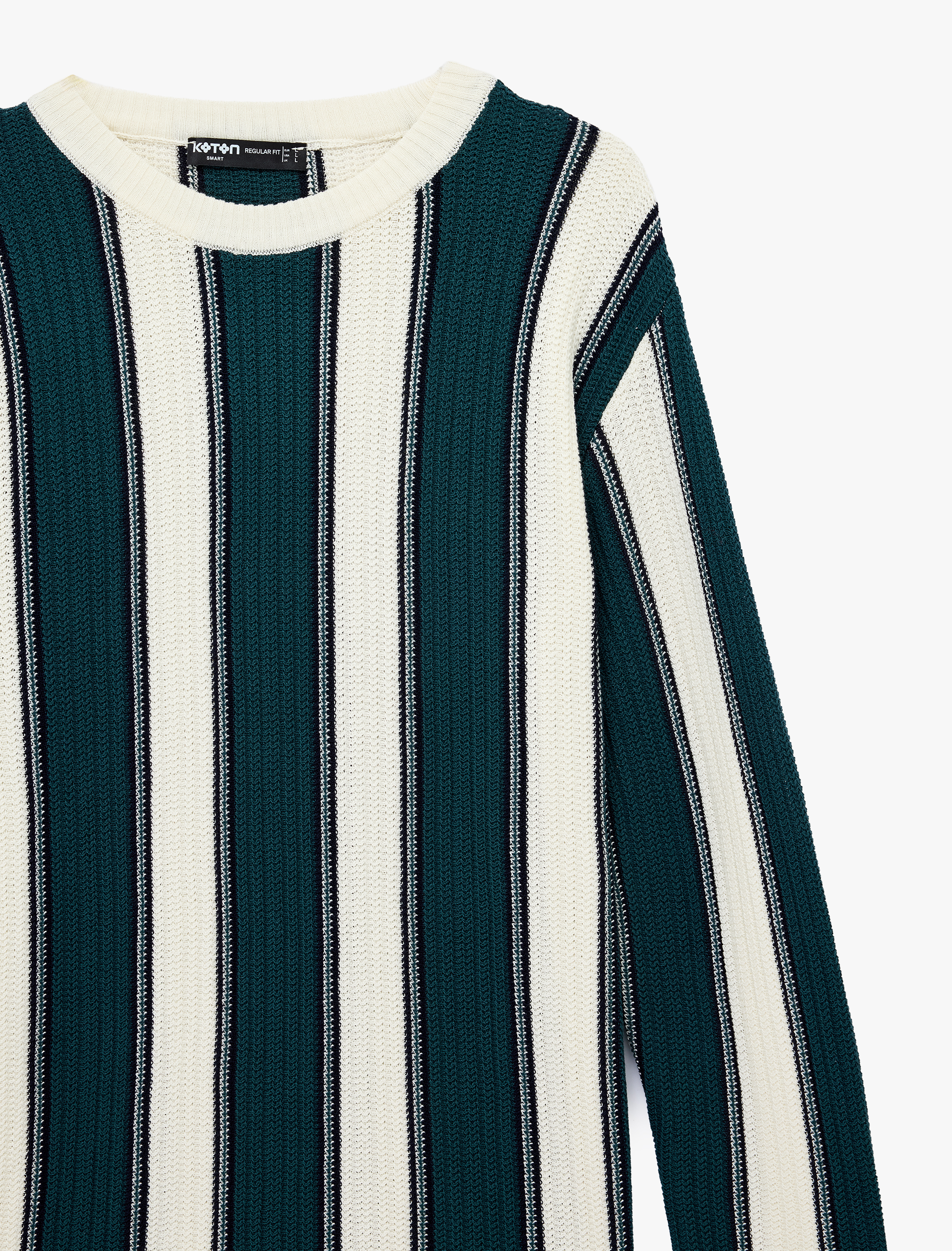   Uzun Kollu Bisiklet Yaka Çizgili Triko Kazak